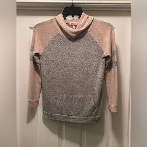 Gray and Tan Cowl Neck Sweater